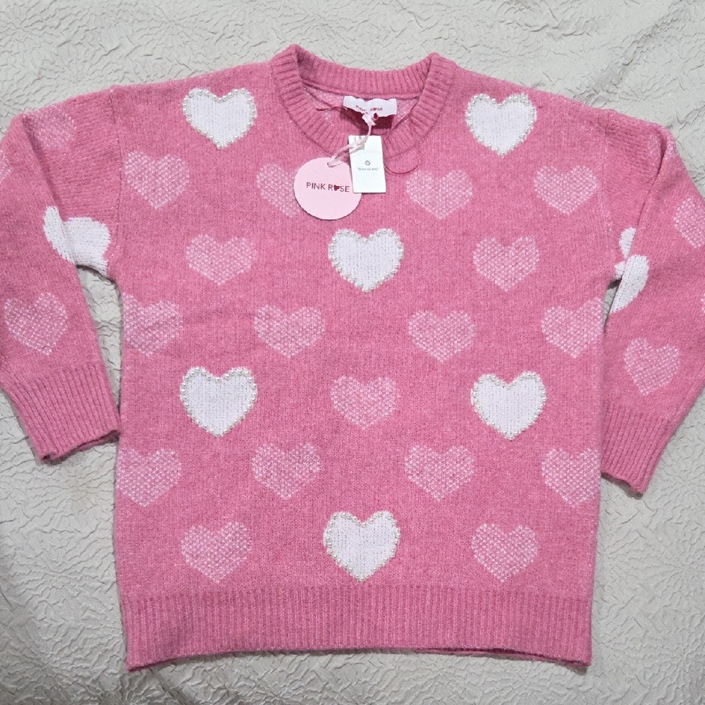 Women's Pink Heart Sweater